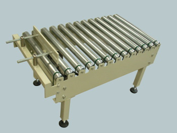 Line-shaft roller conveyor palletiser pick point