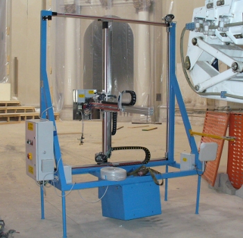 Building robot, San Bernardino, inside the basilica in L'Aquila
