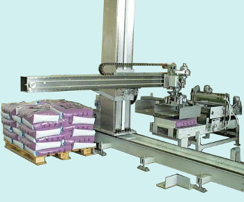 Cartesian Solaut palletizer inserted in the bags packaging cell