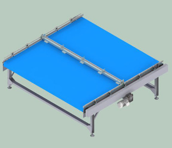 Bi-directional bulk accumulation table with transverse containment guide