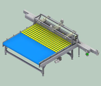 Table for orderly accumulation of products in rows