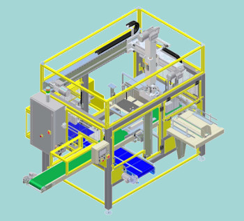 Automatic trays packer for trays with two rows of cases