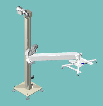 Column pallet slip sheet dispenser 0-270 positions slip sheet on 1 or 2 pallets.