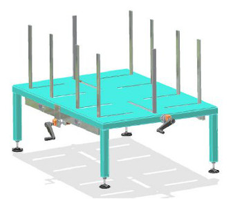 Soporte de hojas autocentrante para alimentador de columnas.